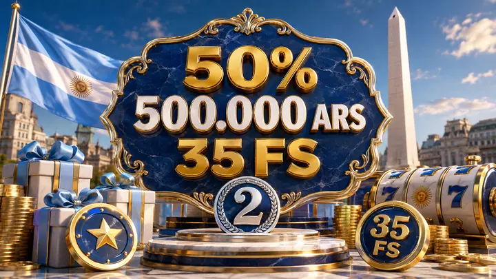 Segundo deposito de casino 50 por ciento hasta 500000 ARS y 35 FS