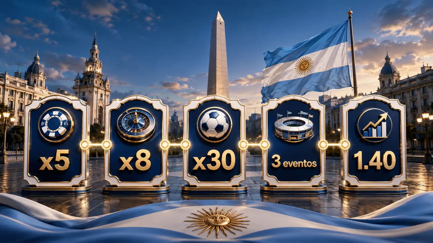Requisitos de wagering x5 x8 x30 tres eventos y cuota 1.40