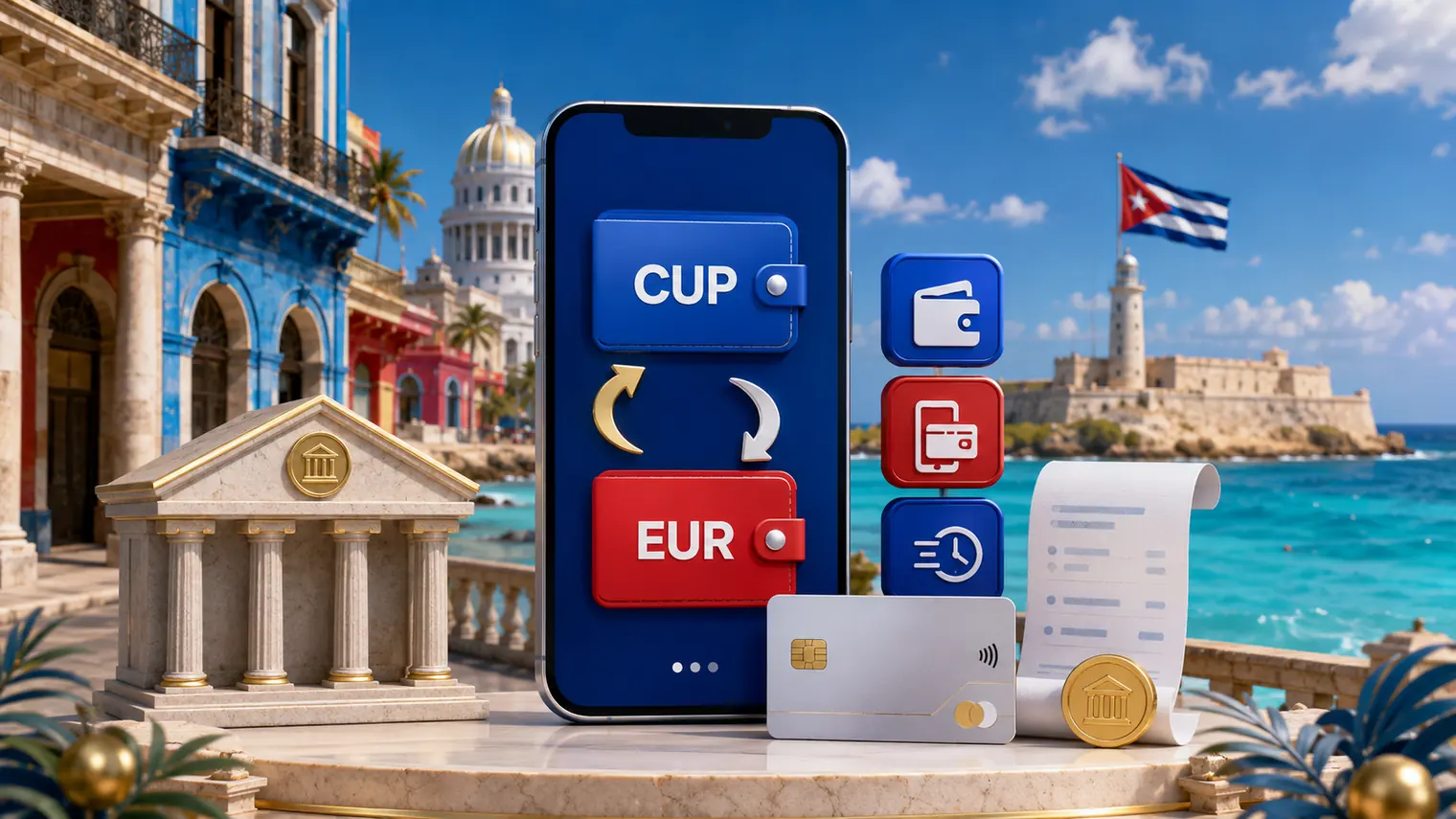 Pagos en Cuba con CUP tarjeta banco movil y conversion de moneda