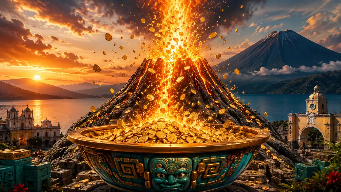 Coin Volcano con monedas y volcan