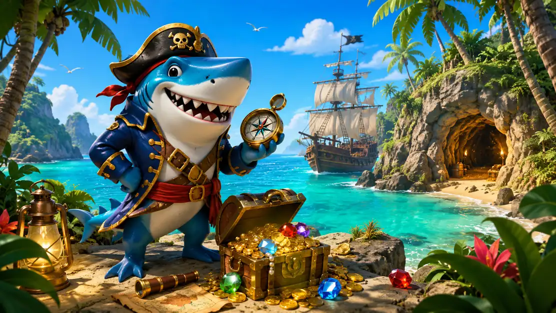 Captain Sharky con aventura marina tesoros y tiburones