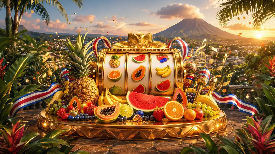 Fruit CHA CHA CHA con frutas tropicales en una fiesta colorida
