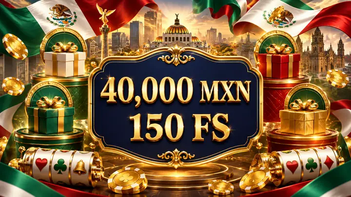 Paquete de casino hasta 40000 MXN y 150 free spins
