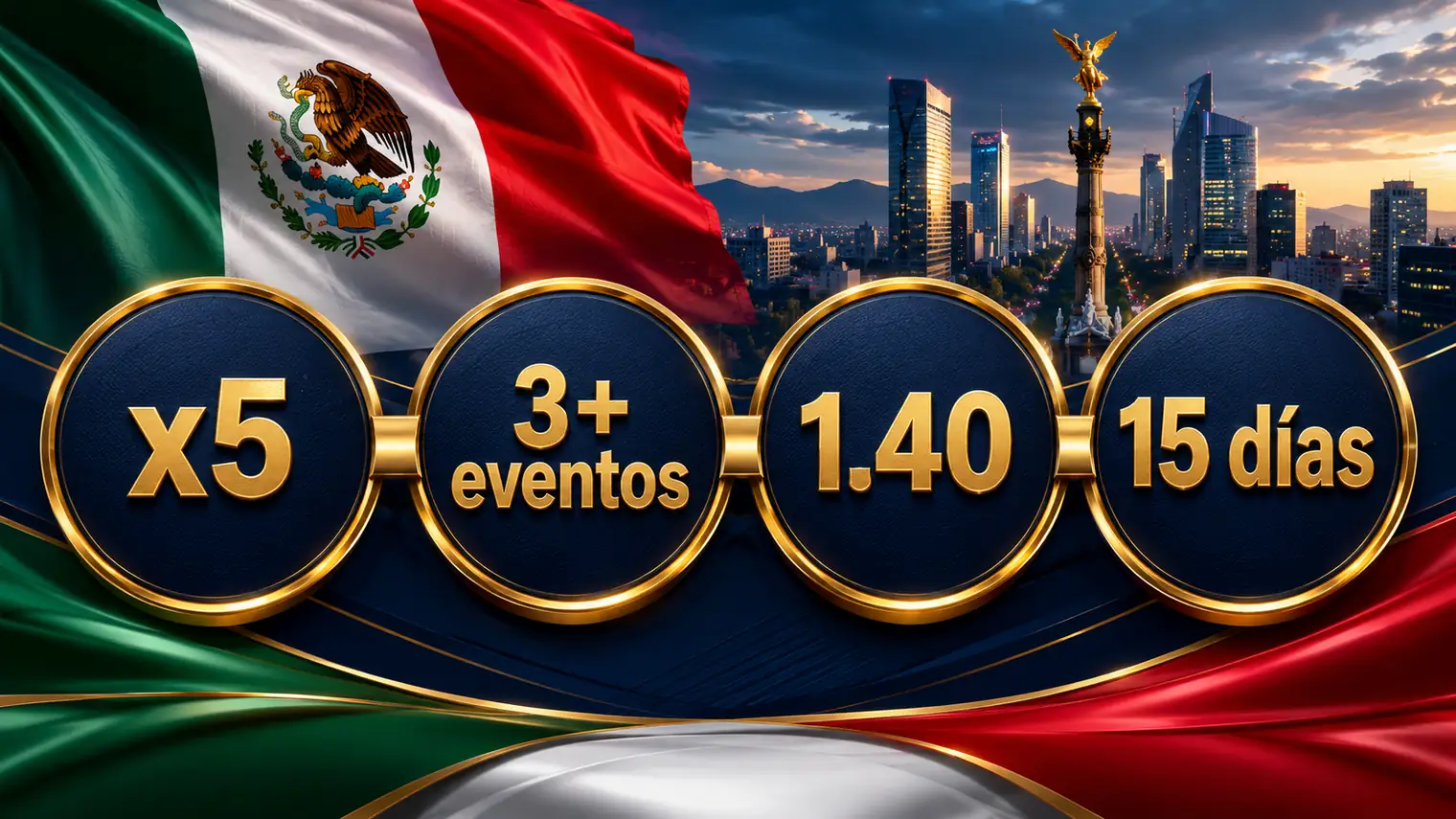 Wagering deportivo x5 tres eventos cuota minima 1.40 y plazo 15 dias