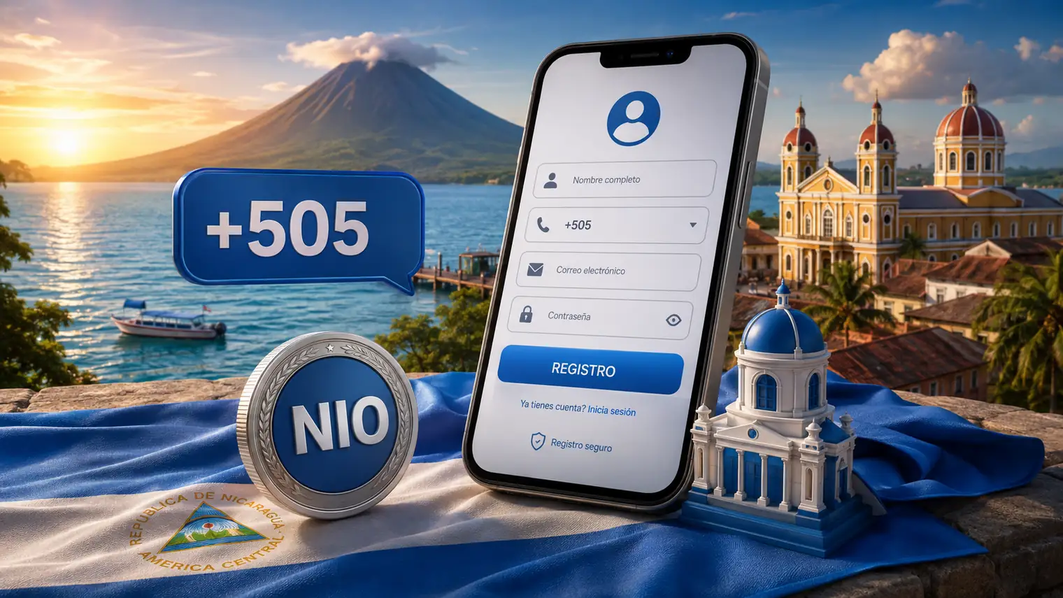 Registro con numero +505 y cuenta en cordobas NIO