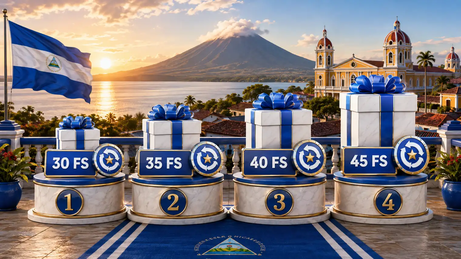 Cuatro etapas del paquete de casino con 30 35 40 y 45 giros