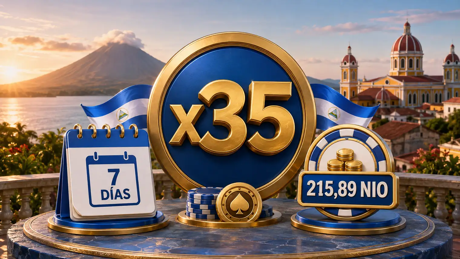Rollover x35 siete dias y apuesta maxima de 215 NIO