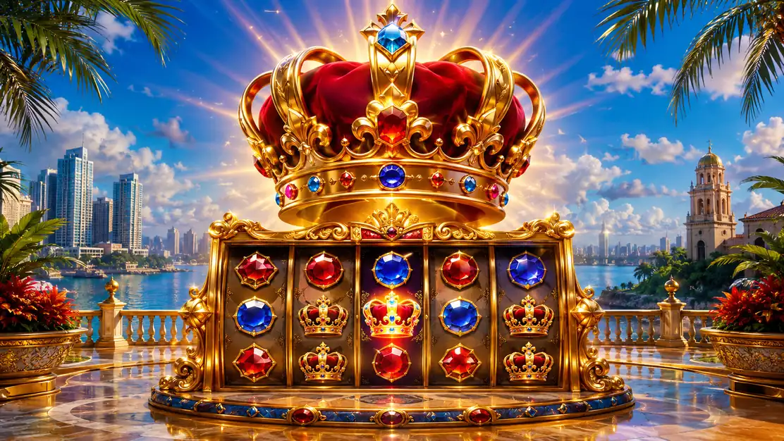 Bonus Epic Crown con corona gemas y carretes dorados