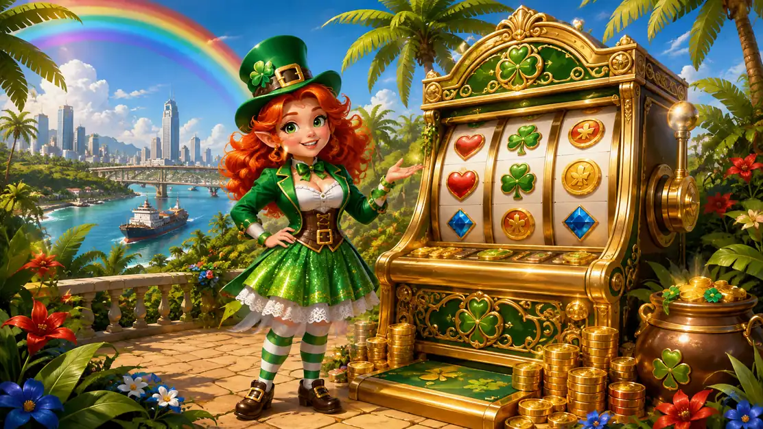 Lucky Mrs Patrick con personaje fantastico treboles y oro