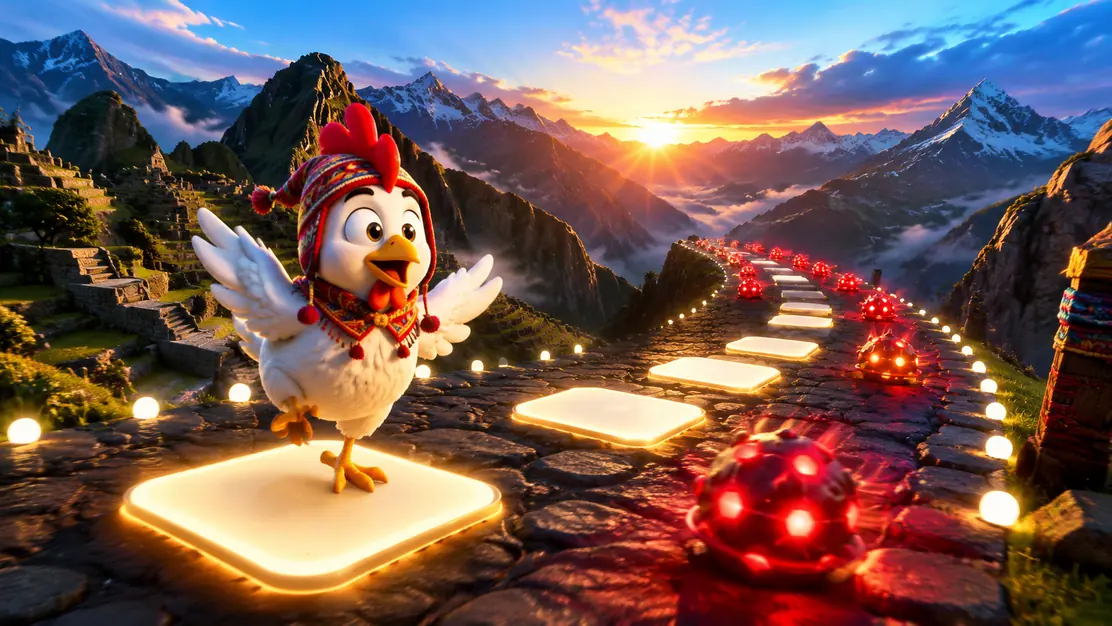 1x Chicken Road con recorrido luminoso y niveles de riesgo