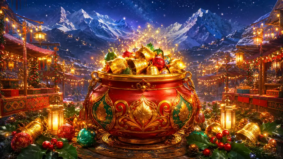 Jingle Pot con caldero festivo campanas y premios