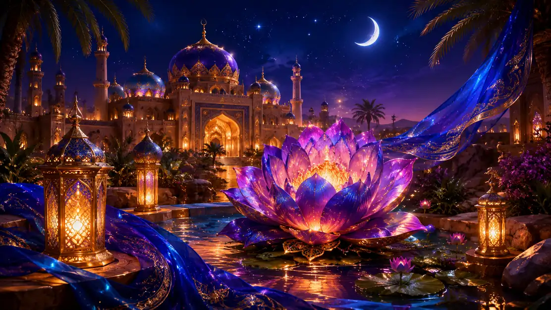 Arabian Nights Desert Flower con palacio y flor del desierto