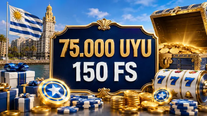 Paquete de casino de cuatro depositos con un maximo de 75000 UYU y 150 giros gratis