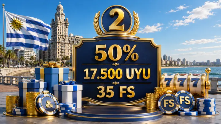 Segundo deposito del bono de casino 50 por ciento hasta 17500 UYU y 35 FS